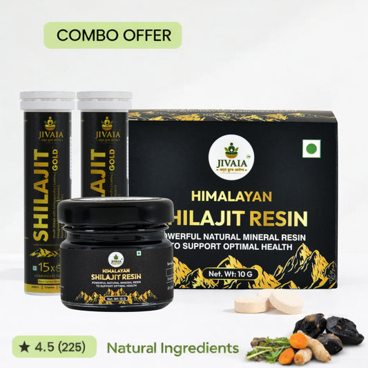 Combo  Jivaia Shilajit Resin 10g + 2 Gold Effervescent Tablets