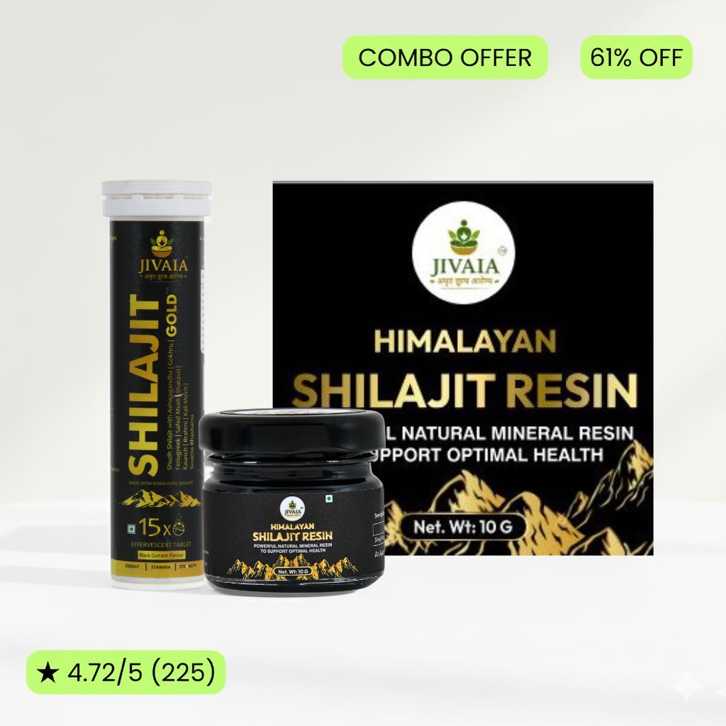 Combo  Jivaia Shilajit Resin 10g + Gold Effervescent Tablets